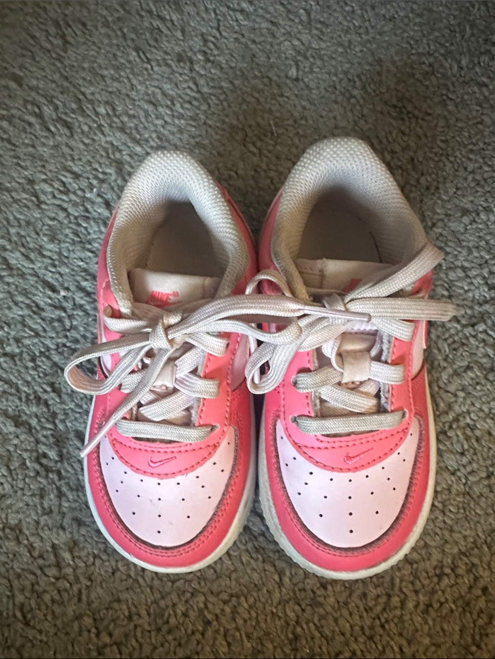 Nike Kids Pink and White Lace-Up Sneakers